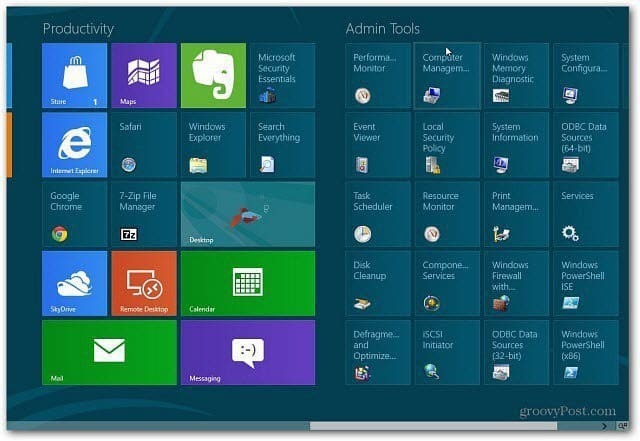 Pridajte nástroje na správu na úvodnú obrazovku systému Windows 8