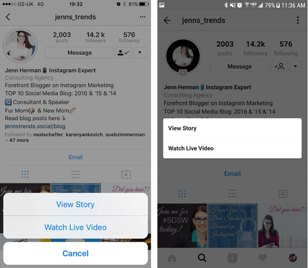 Návštevníci profilu Instagram si môžu zvoliť, ktorú možnosť majú zobraziť vo vašich príbehoch, ak máte príspevky na prehranie videa aj príbehu.