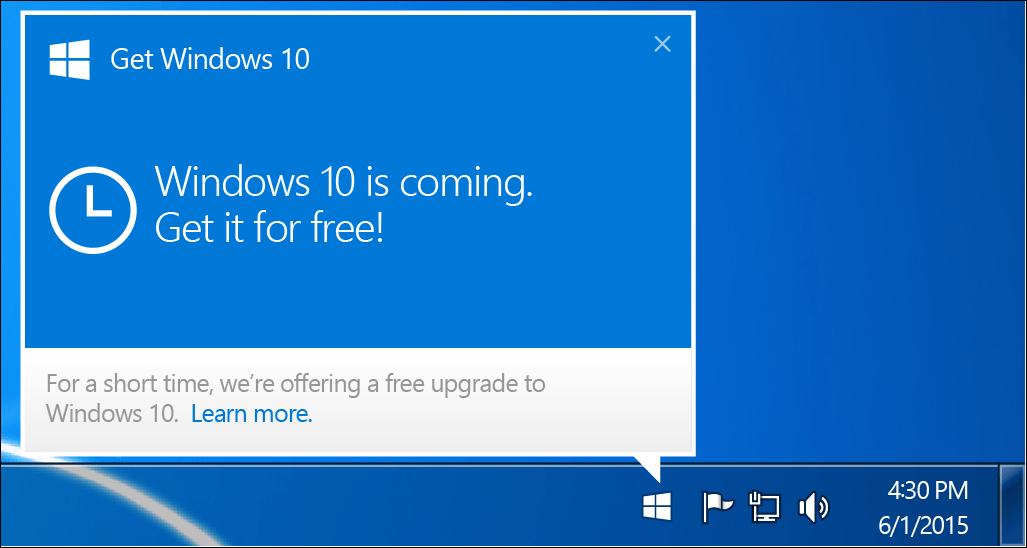 Microsoft odstrániť Windows 10 Upgrade Nag Oznámenie