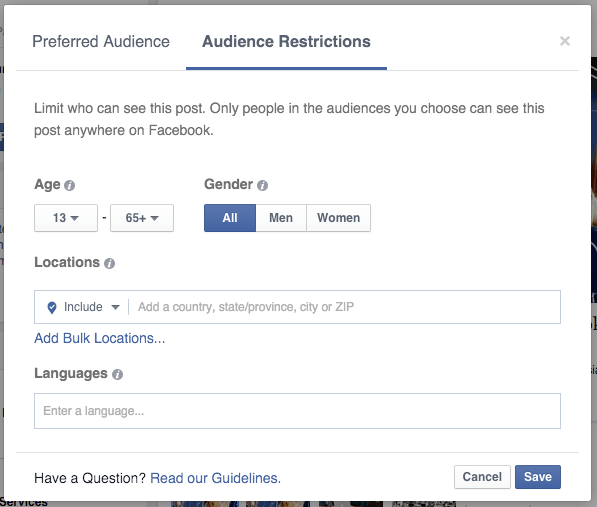 facebook preferované publikum
