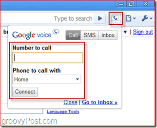 Snímka obrazovky Google Voice
