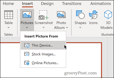 Vloženie obrázka zo zariadenia v programe PowerPoint