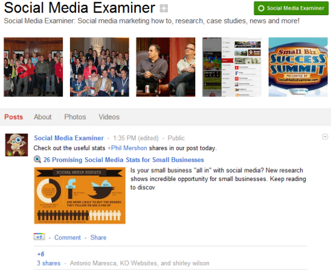 Stránky Google+ - prieskumník sociálnych médií