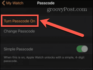 Apple Watch zapnite prístupový kód