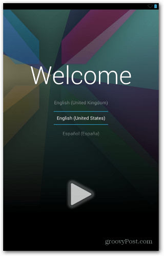 Uvítacia obrazovka zariadenia Nexus 7