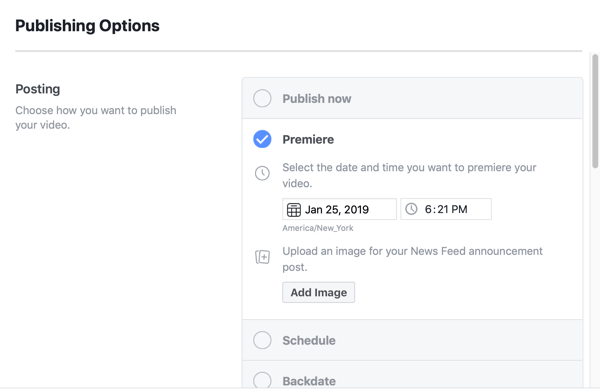 Ako nastaviť Facebook Premiere, krok 5, nastavenie plánovania publikácie