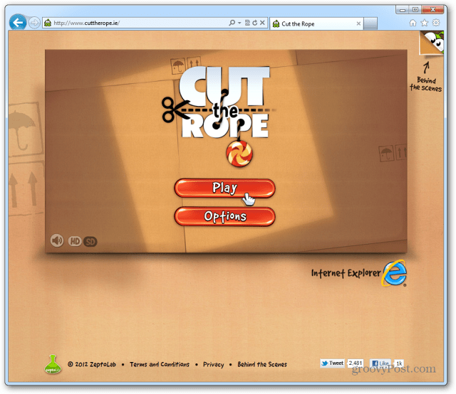 Zahrajte si webovú verziu Cut the Rope HTML5 v IE 9