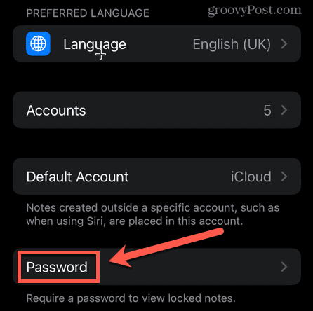 heslo nastavenia poznámok iphone