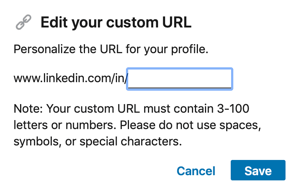Upravte svoju adresu URL LinkedIn, krok 2.