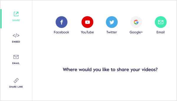Zdieľajte svoje video na sociálnych sieťach, vygenerujte odkaz na zdieľanie, pošlite ho e-mailom alebo ho vložte na svoj web.