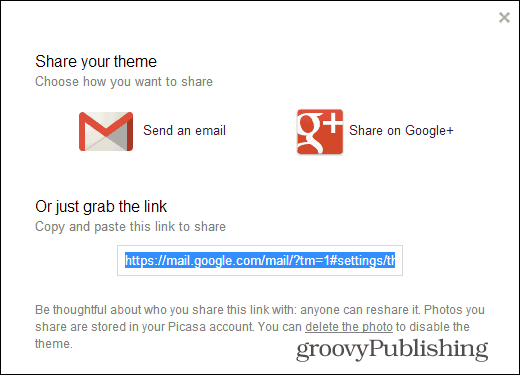 Vlastné motívy služby Gmail zdieľajú odkaz na váš motív