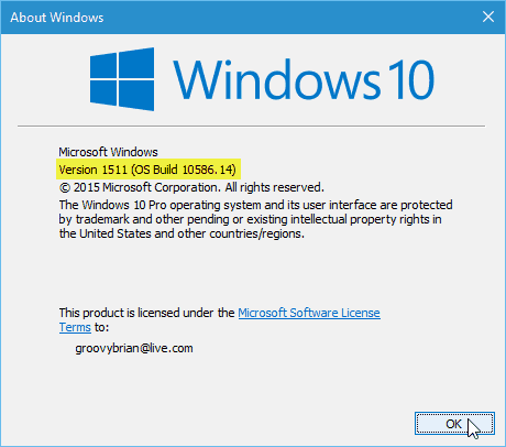 Verzia aktualizácie systému Windows 10