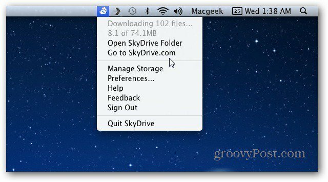 Ikona programu Mac Menubar SkyDrive