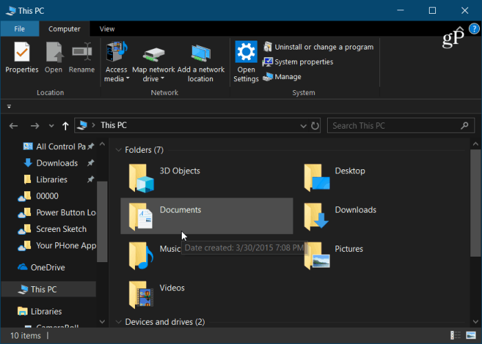 Temný režim Prieskumníka súborov systému Windows 10