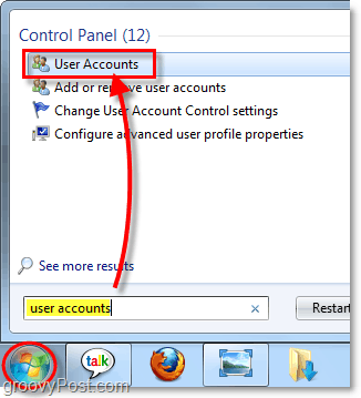 prístup k používateľským kontám v systéme Windows 7
