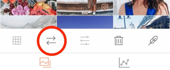 Na výmenu obrázkov použite ikonu dvojitej šípky v aplikácii UNUM.