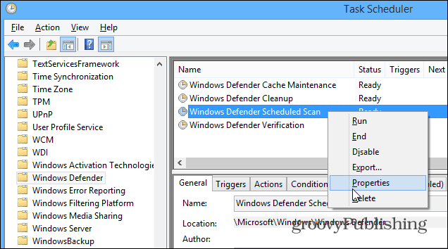 Ako naplánovať program Windows Defender na automatické skenovanie v systéme Windows 8.1