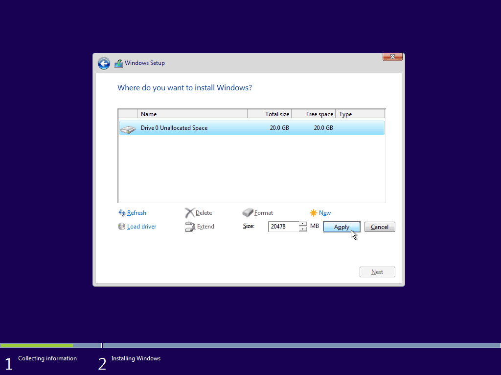08 Využite maximálny dostupný priestor Windows 10 Clean Install