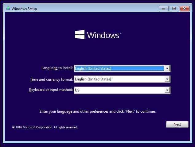 Inštalácia systému Windows 2