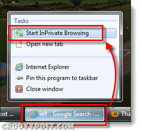 ie9 inprivuje prehliadanie z Windows 7