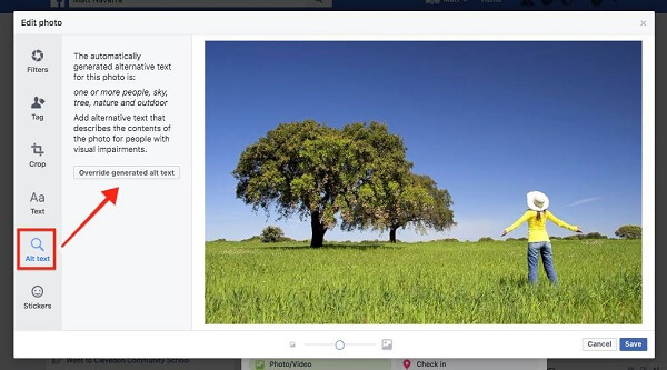 Facebook teraz umožňuje používateľom prepísať automaticky generovaný alternatívny text pre obrázky nahrané na web.