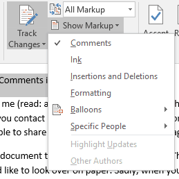 microsoft word print comments only no track changes