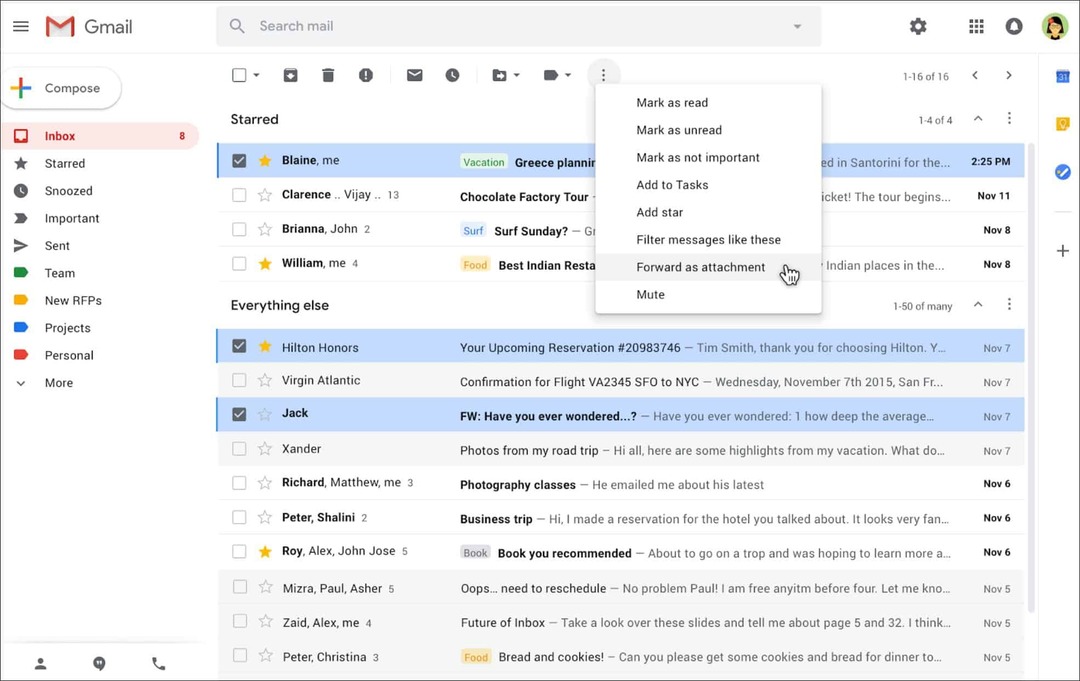 Google umožňuje odosielanie e-mailov ako príloh v Gmaile