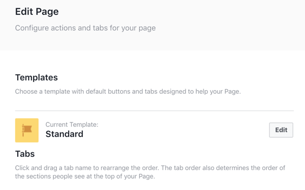 Kliknutím na tlačidlo Upraviť vedľa položky Šablóny zobrazíte možnosti šablón pre Facebook.