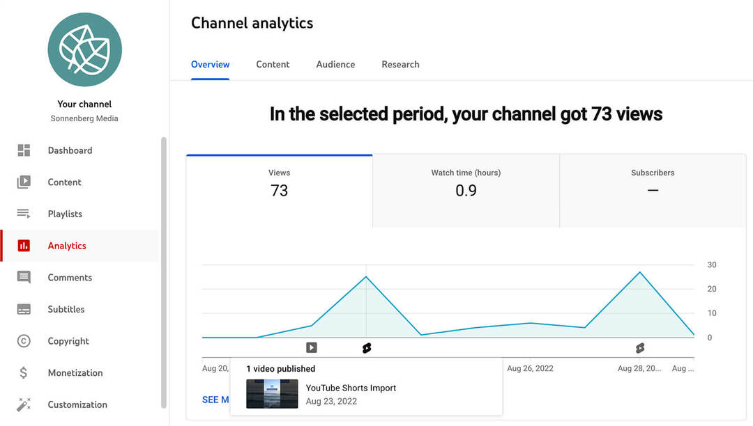 ako-analyzovať-youtube-shorts-metrics-in-the-channel-overview-analytics-tab-sonnenberg-media-example-1