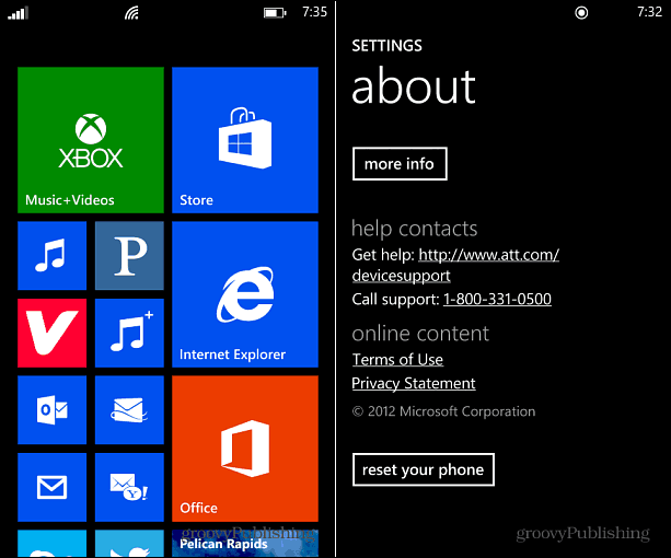 Obnovte pôvodné nastavenie Windows Phone 8