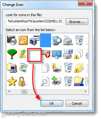 vyberte priehľadnú ikonu skratky pre systém Windows 7