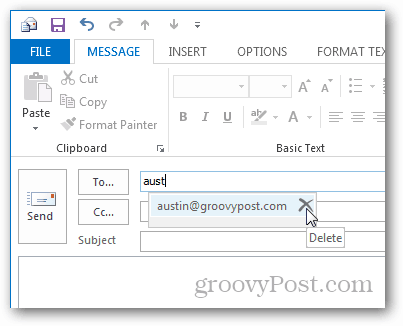 kliknutím na symbol x vymažte jednotlivé položky automatického dopĺňania