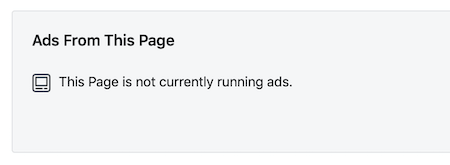 Správa „Na tejto stránke sa momentálne nezobrazujú žiadne reklamy“ pre stránku Facebook
