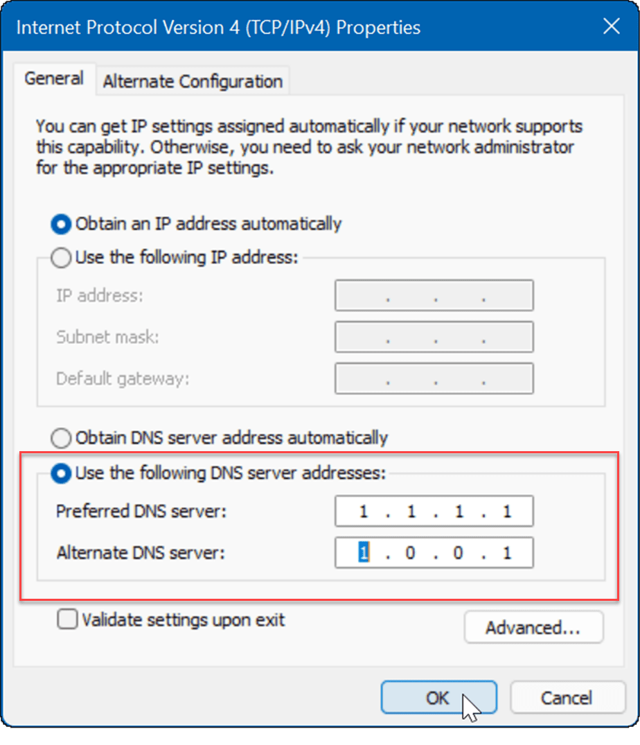 zadajte opravu DNS pomalého internetu v systéme Windows 11