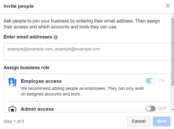 Použite obchodného manažéra Facebooku, krok 3.
