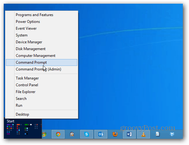 Ponuka napájania systému Windows 8