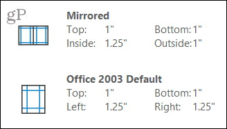 Zrkadlené a Office 2003 okraje