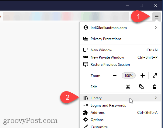 V prehliadači Firefox vyberte položku Knižnica