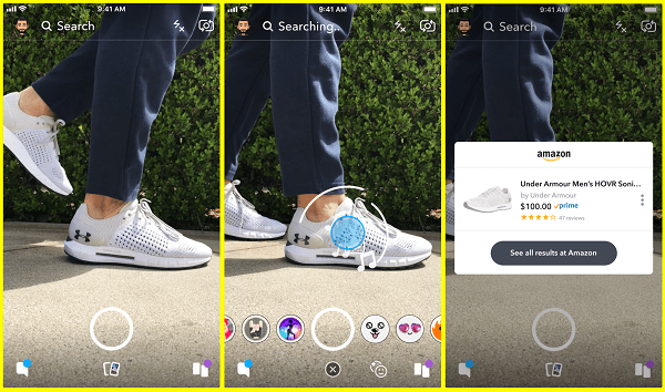Snapchat testuje nový spôsob vyhľadávania produktov na Amazone priamo z fotoaparátu Snapchat.