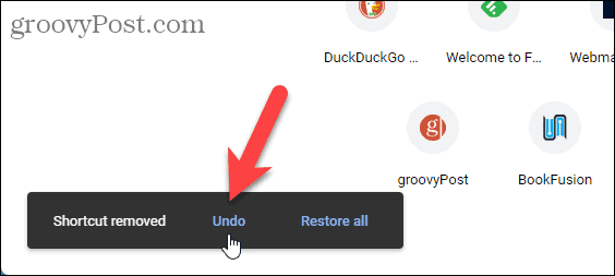 Vráťte späť odkaz na odstránenie na stránke Nová karta prehliadača Chrome