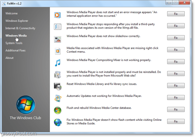 FixWin Windows Meda opraví snímku obrazovky