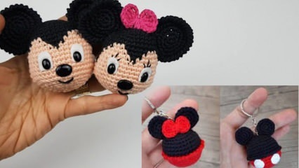 Ako urobiť Amigurumi Minnie a Mickey Mouse Keychain? Výroba kľúčenky Mickey mouse