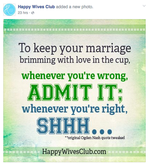 šťastné manželky na facebooku post