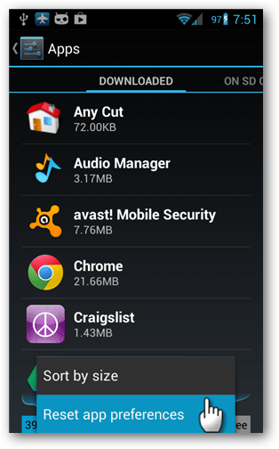 Obnoviť všetky priradenia súborov k predvoleným aplikáciám pre Android 4.2 a novším