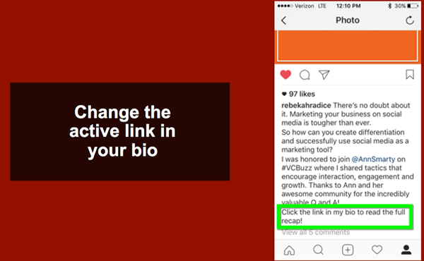 Nasmerujte čitateľov na svoj odkaz na Instagrame bio a prečítajte si svoj najnovší blogový príspevok.
