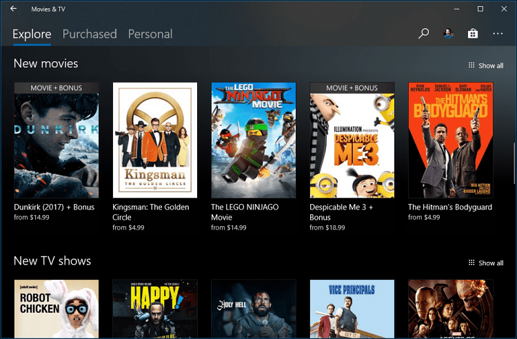 Filmy a televízne aplikácie Windows 10