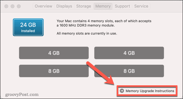 pokyny na aktualizáciu pamäte mac