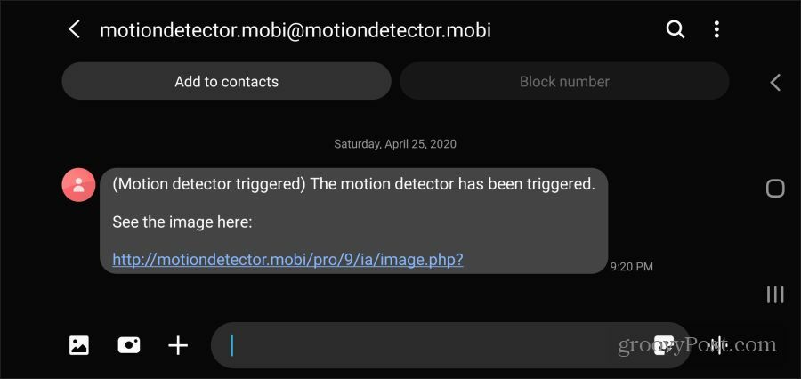 mobi detekcia pohybu sms