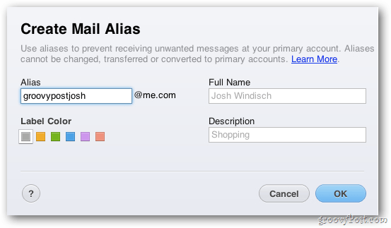 Vytvorte alias pošty
