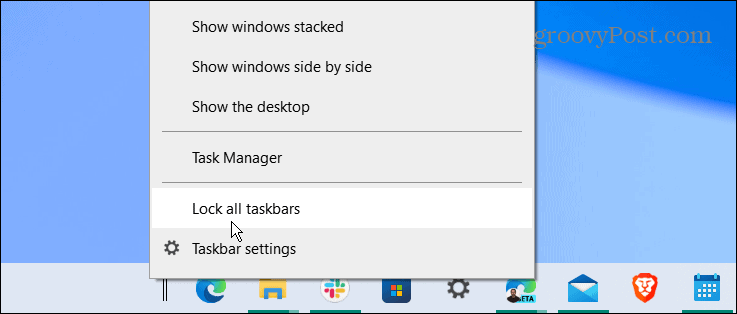 uzamknúť všetky panely úloh v strede panela úloh systému Windows 10